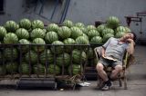 Vendedor de melancias é flagrado em ‘soneca generosa’ na China