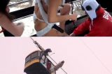 Casais ficam de roupa íntima para saltar de bungee jump