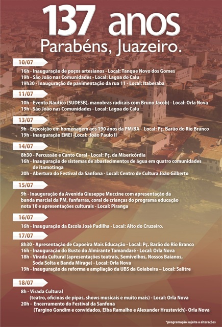 programacao aniversario cidade