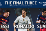 Messi, Suárez e CR7 disputam troféu de melhor do ano na Europa