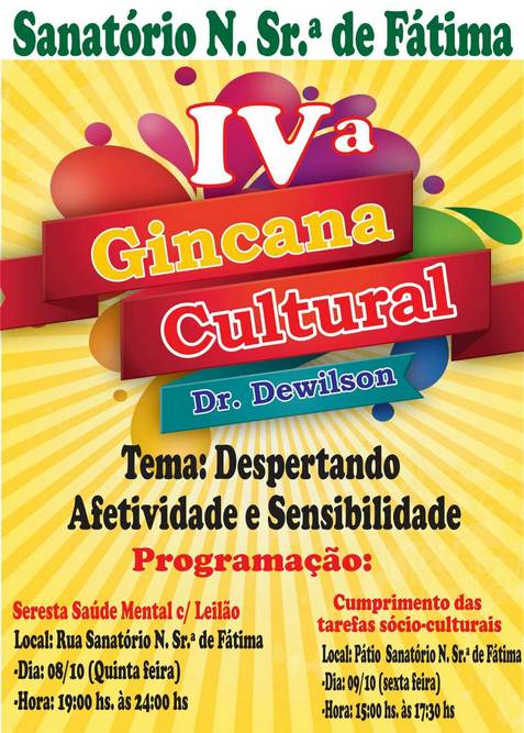 Gincana Cultural - Seresta - Sanatório Nossa Senhora de Fátima (Divulgação)