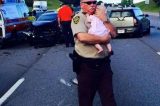 Foto de policial confortando bebê após acidente faz sucesso na internet