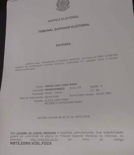jorge lobo certidao