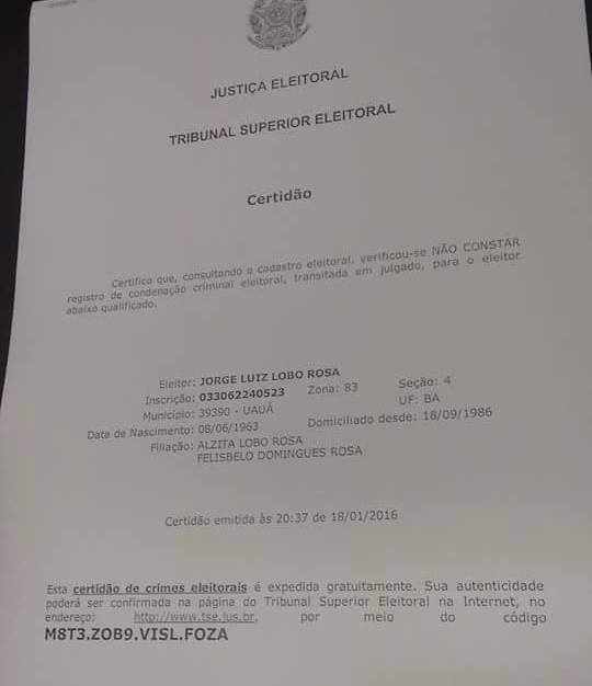 jorge lobo certidao