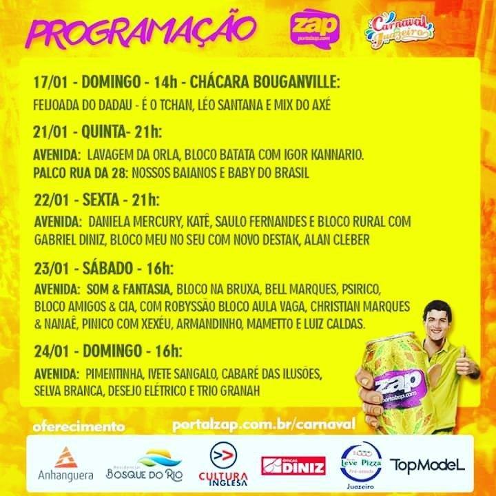 programação do carnaval