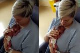Momento em que mãe segura bebê prematuro pela primeira vez comove a web