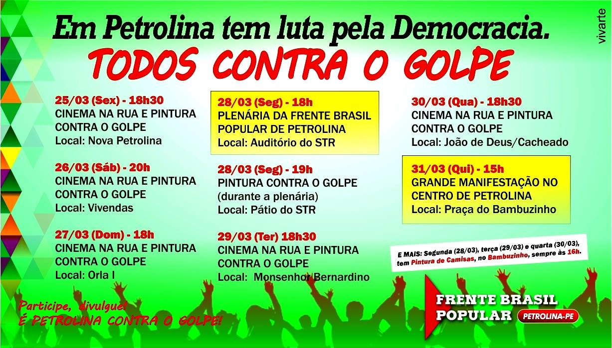 CARTAZ PROGRAMAÇÃO FRENTE BRASIL POPULAR  PETROLINA