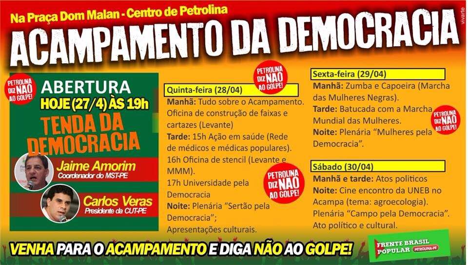 ARTE BANNER ACAMPAMENTO POPULAR DEMOCRACIA