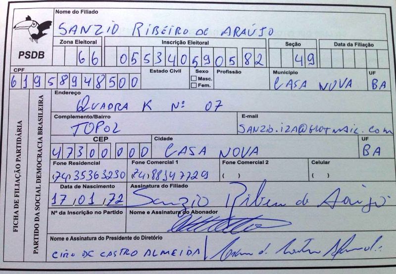 ficha de filiacao