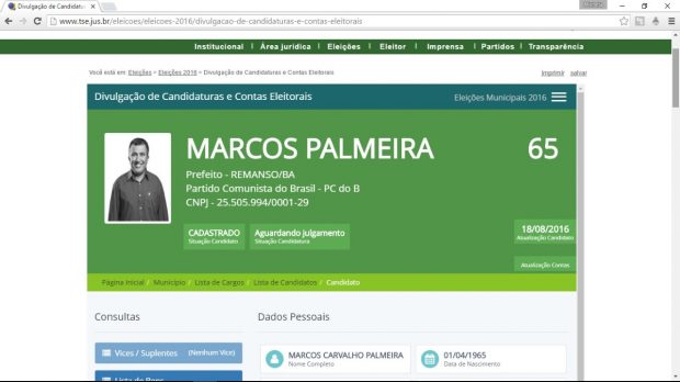 Comprovante de Registro Marcos Palmeira