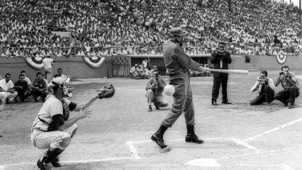 Fidel Castro bats during the Amateur Baseball Championship in Havana