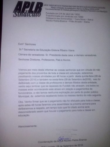 CARTA DA APLB
