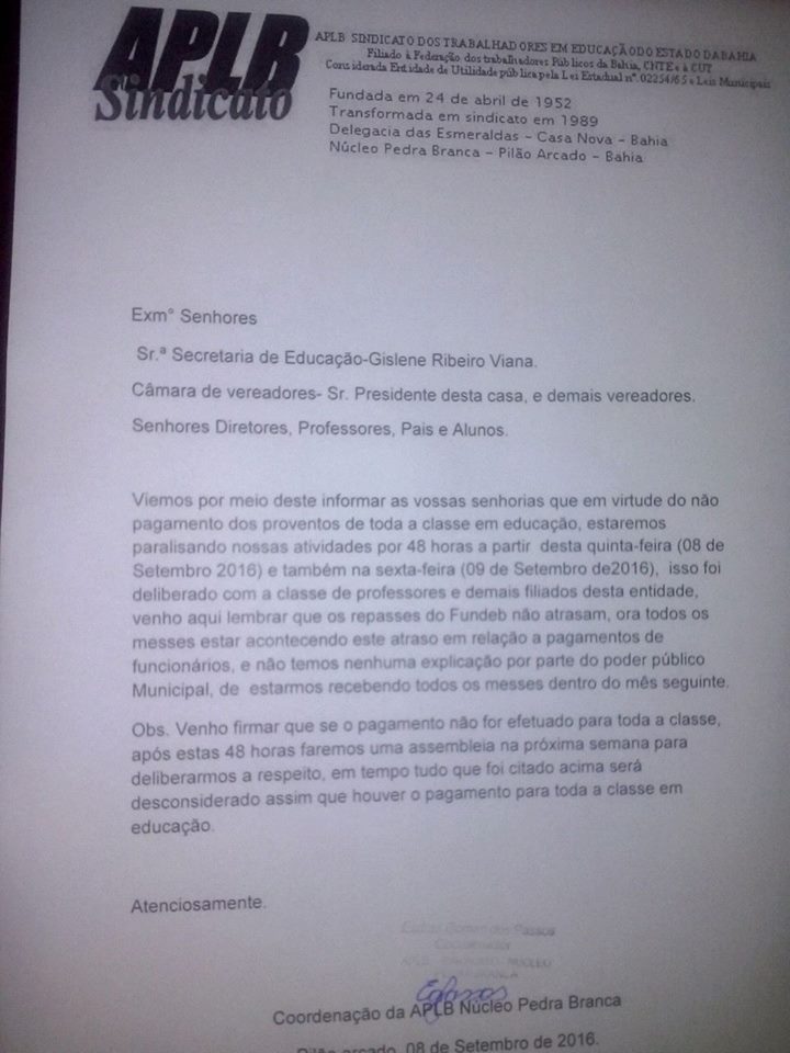 CARTA DA APLB