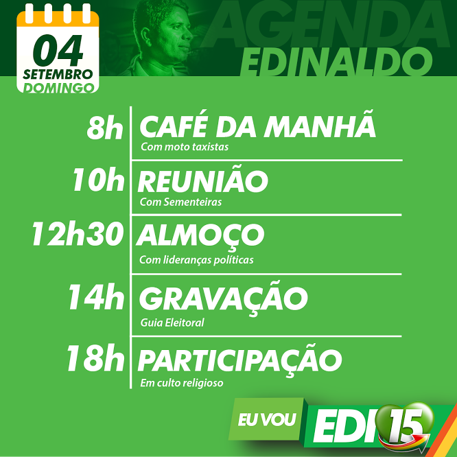 agenda de edinaldo para hoje
