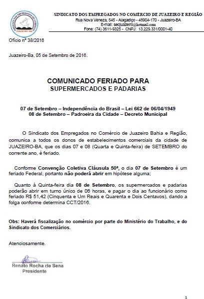comunicado sindicato