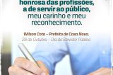 Prefeito Wilson Cota saúda funcionários públicos pela passagem de seu dia Prefeito Wilson Cota saúda funcionários públicos pela passagem de seu dia