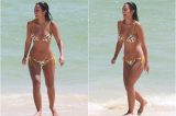 Grávida, atriz da Globo exibe corpo esbelto na praia e impressiona internautas