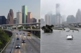 O antes e depois do furacão ‘Harvey’