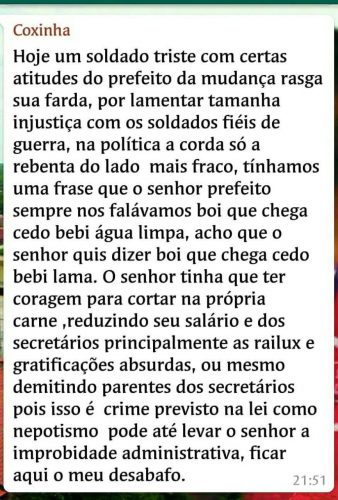 desabafo do coordenador de campanha