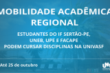 Estão abertas as inscrições para Programa de Mobilidade Estudantil – InterIES na Univasf Estão abertas as inscrições para Programa de Mobilidade Estudantil – InterIES na Univasf