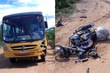 Acidente entre ônibus escolar e moto deixa uma pessoa morta na zona rural de Cabrobó