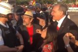Pelegrino se envolve em confusão com PMs em ato pró-Lula