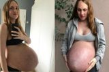 Barriga de grávida de trigêmeos impressiona: “Que jornada tem sido isso”