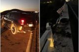 Jaguarari: Veículo descontrolado arranca mureta de proteção de ponte na BR 407