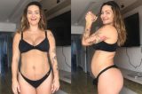 Laura Keller mostra barriga 9 dias após o parto: “Estou bem assim”