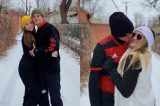 Filhas de Gugu Liberato mostram fotos de viagem com os namorados para a neve