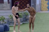 Pelados, Fiuk e Gil se beijam e pulam na piscina; assista ao vídeo