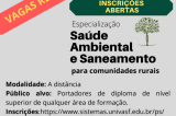 Univasf e Funasa abrem inscrições para preenchimento de vagas residuais para Especialização em Saúde Ambiental e Saneamento para Comunidades Rurais