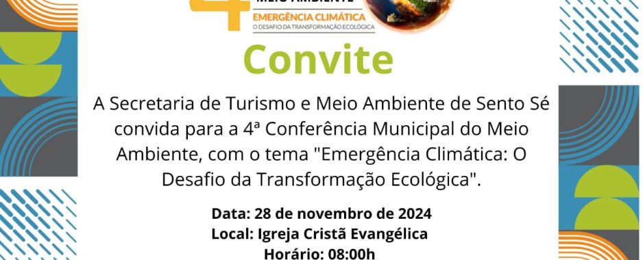 Prefeitura de Sento Sé abre inscrições para a 4ª Conferência Municipal do Meio Ambiente