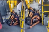 Assustador! Passageiros de ônibus se jogam no chão para desviar de tiroteio em Salvador Assustador! Passageiros de ônibus se jogam no chão para desviar de tiroteio em Salvador