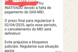 Alerta de novo golpe do MEI