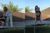 Menina de 10 anos salva o irmão de engasgar durante brincadeira em trampolim; VÍDEO