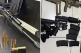 Fuzil para abater aeronaves e outros armamentos: polícia localiza arsenal em cama-baú