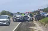 Acidente gravíssimo: Motorista com suspeita de embriaguez provoca engavetamento envolvendo seis carros na BA-099