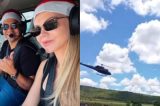 Helicóptero de frigorífico joga carne para moradores em Aparecida de Goiânia