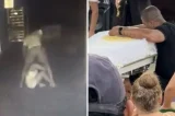 Homem suspeito de atirar companheira do 10º andar chora em velório da vítima