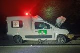 Ambulância bate em boi e deixa dois feridos no Sertão