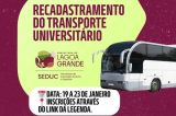 Seduc convoca universitários de Lagoa Grande para recadastramento e cadastramento do transporte; veja as datas