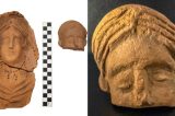 ARQUEÓLOGOS DESCOBREM RARA CABEÇA DE TERRACOTA EM FORTE ROMANO NO REINO UNIDO