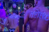 VÍDEO: Homens chamam atenção ao escrever orientação sexual no corpo em festa de Carnaval