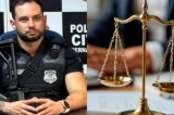 Delegado Luiz Alberto Braga fica em silêncio durante o interrogatório na justiça