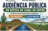 Audiência em defesa do Canal do Sertão acontece na próxima segunda em Petrolina