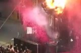 Pânico! Show de Thiago Aquino registra incêndio após problema com fogos de artifício