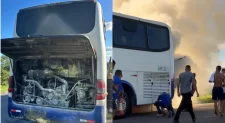 Ônibus com torcedores do Fortaleza pega fogo a caminho de Salvador para final da Copa do Nordeste