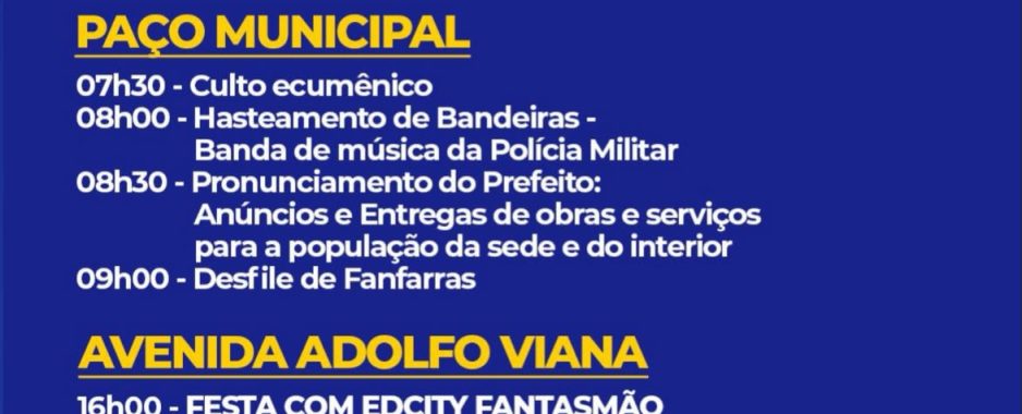 Juazeiro celebra 148 anos com trio elétrico e show de Edcity Fantasmão nesta quarta-feira (15)   