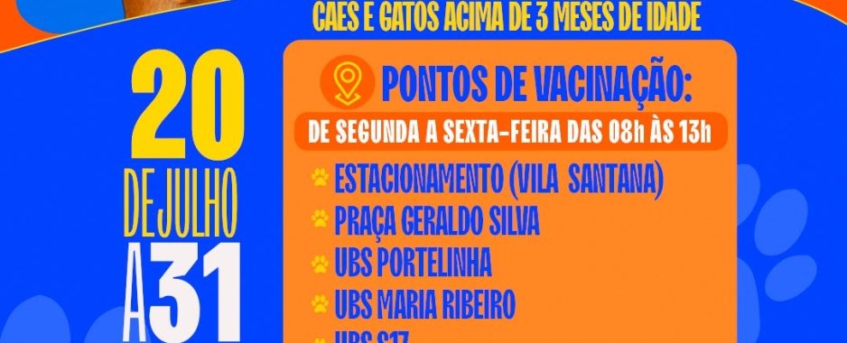 Sobradinho: Secretaria de Saúde inicia Campanha de Vacinação Antirrábica para cães e gatos